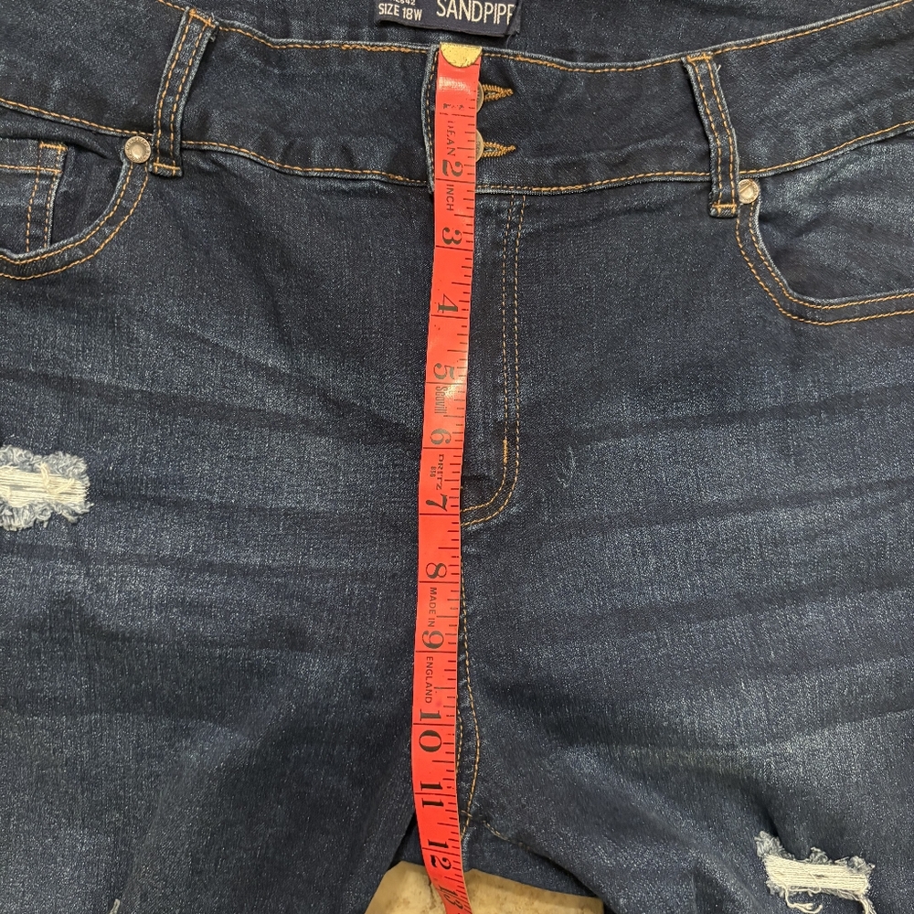 Sandpiper Stretch Denim Distressed Bermuda Shorts Women’s Plus Size 18W - Picture 5 of 7